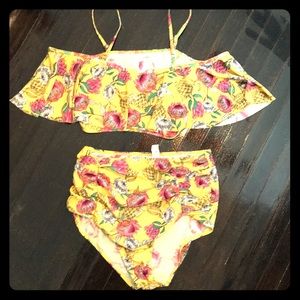 High wasted, off the shoulder two piece swimsuit.